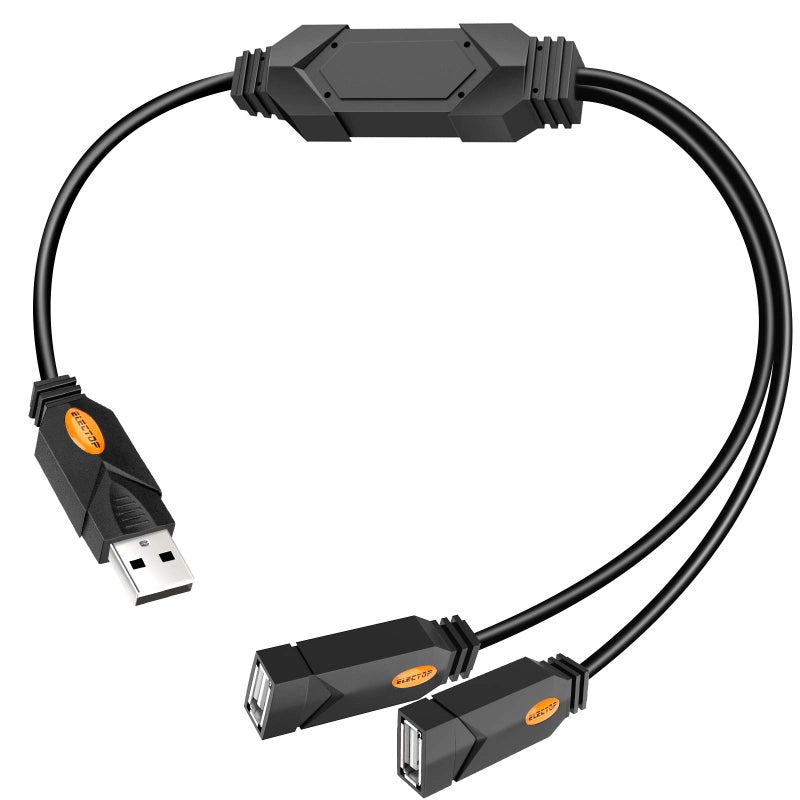 ELECTOP USB Splitter, ELECTOP 2 Ports USB A Hub, Dual Female Y Charging Splitter Cord Support iOS & Android System Data Sync & Charging - Image 1